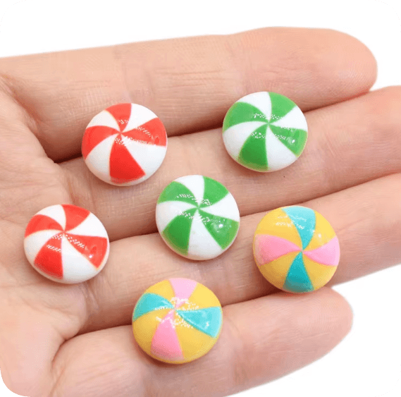 RW3465 Swirl Candy Resin Flatback Cabochons