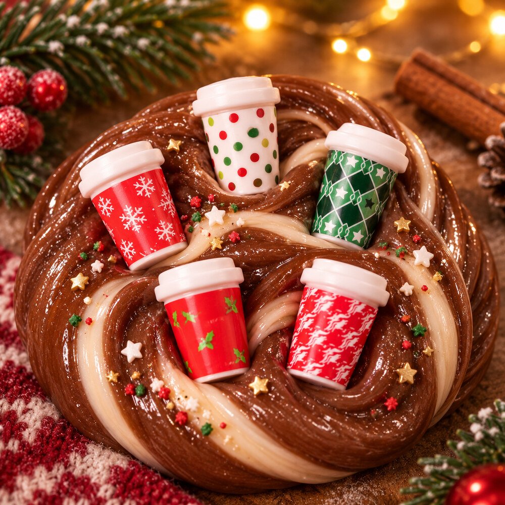 RW3952 Wholesale Mini Christmas Coffee Cup Resin Charms for Dollhouses, Slime and Cozy Holiday Crafts application scene