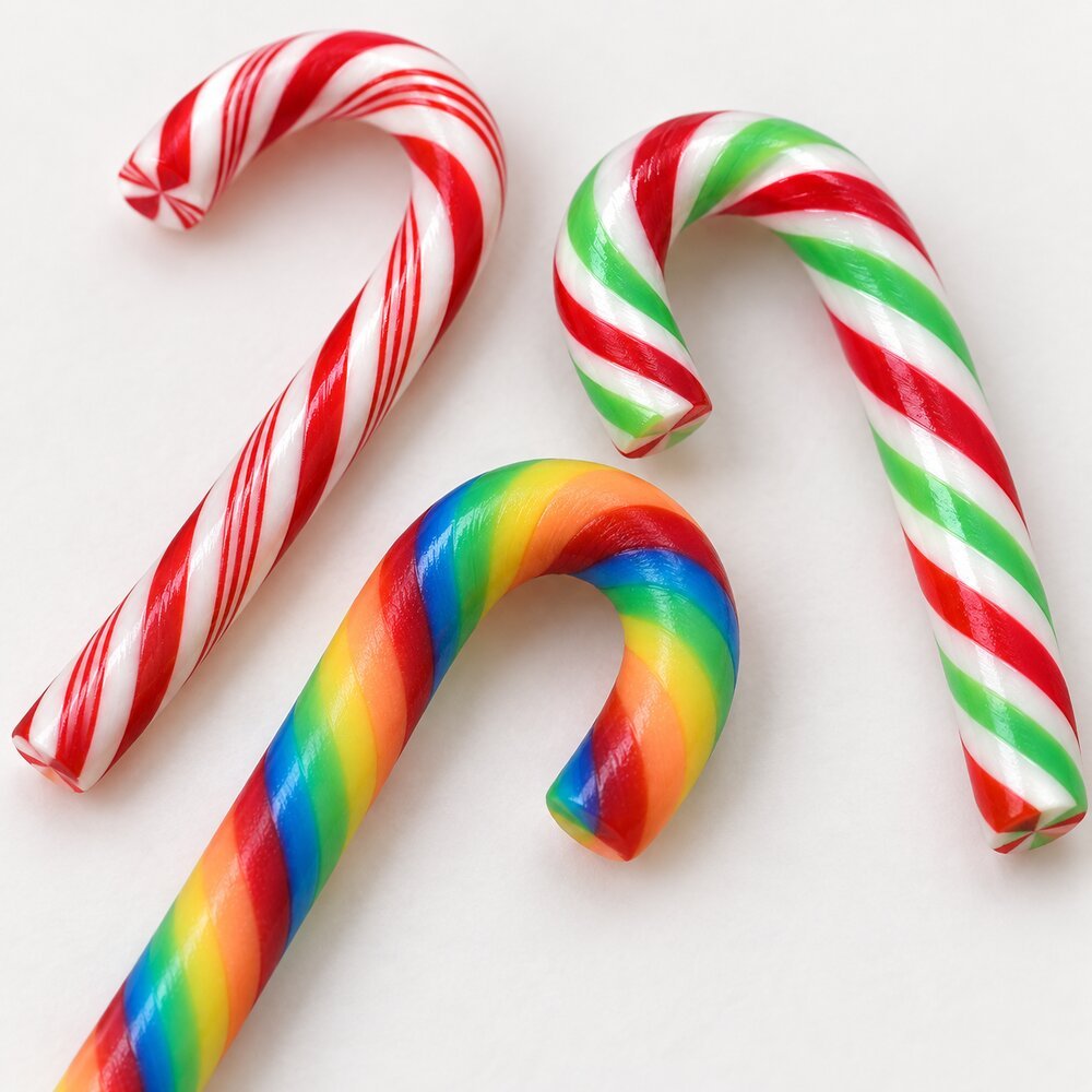 RW401 Wholesale Mini Candy Cane Polymer Clay Decorations for Christmas Slime, Phone Cases and Scrapbooks detail view