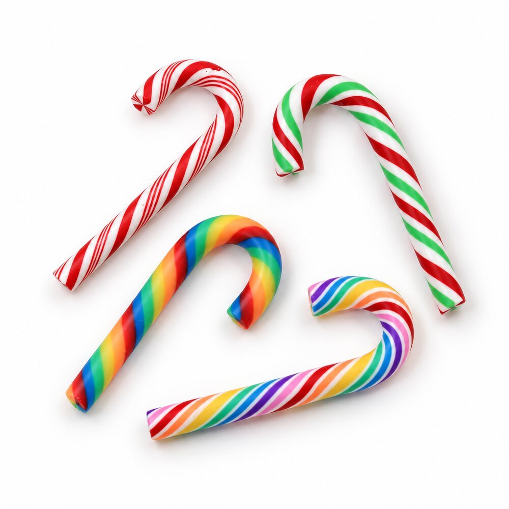 RW401 Wholesale Mini Candy Cane Polymer Clay Decorations for Christmas Slime, Phone Cases and Scrapbooks main product image