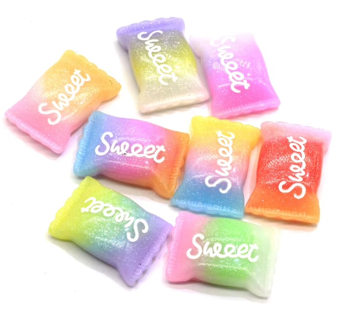 RW474 100 pcs Resin Mixed Sweet Candy Charms Artificial Food Slime Parts Jewelry Making Accessory Home Table Decor