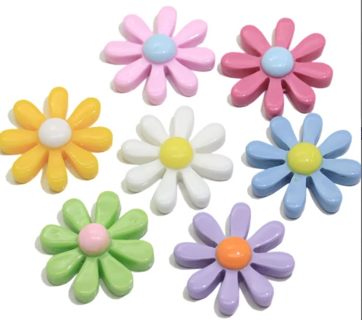 RW728 Colorful Acrylic Flower Flatback Cabochons