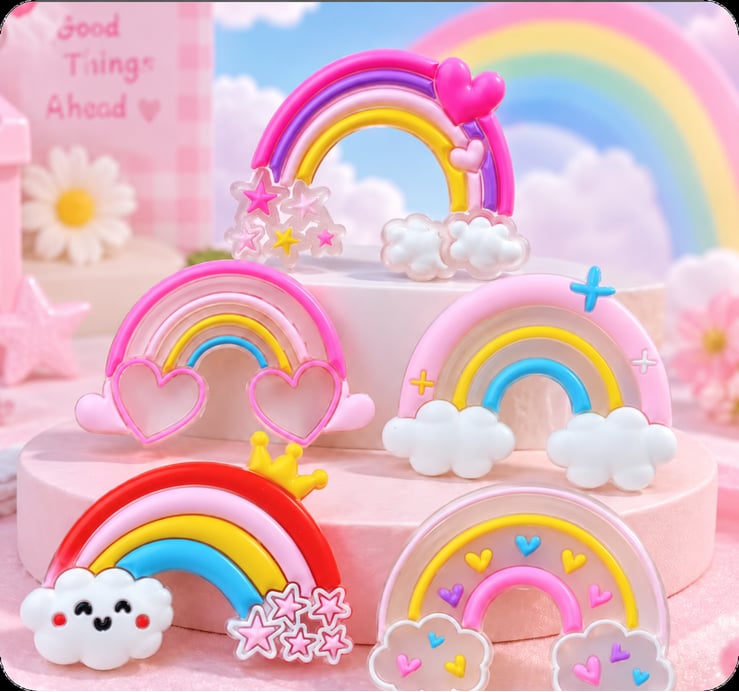 RX327 Layered Rainbow and Cloud Craft Charms