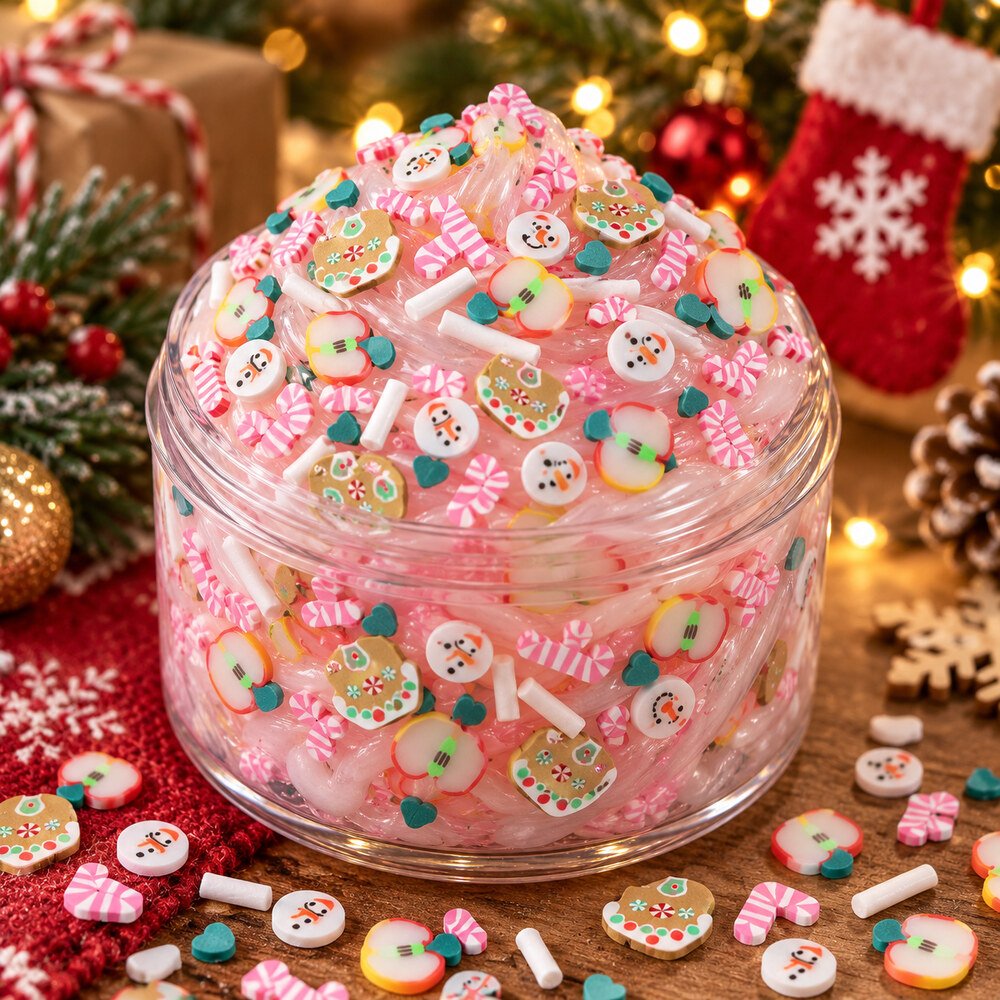 SLM10017 Wholesale Santa and Gingerbread Christmas Slime Charm Mix with Polymer Clay Sprinkles application scene