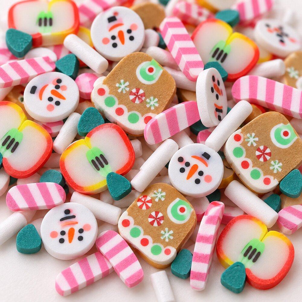 SLM10017 Wholesale Santa and Gingerbread Christmas Slime Charm Mix with Polymer Clay Sprinkles detail view