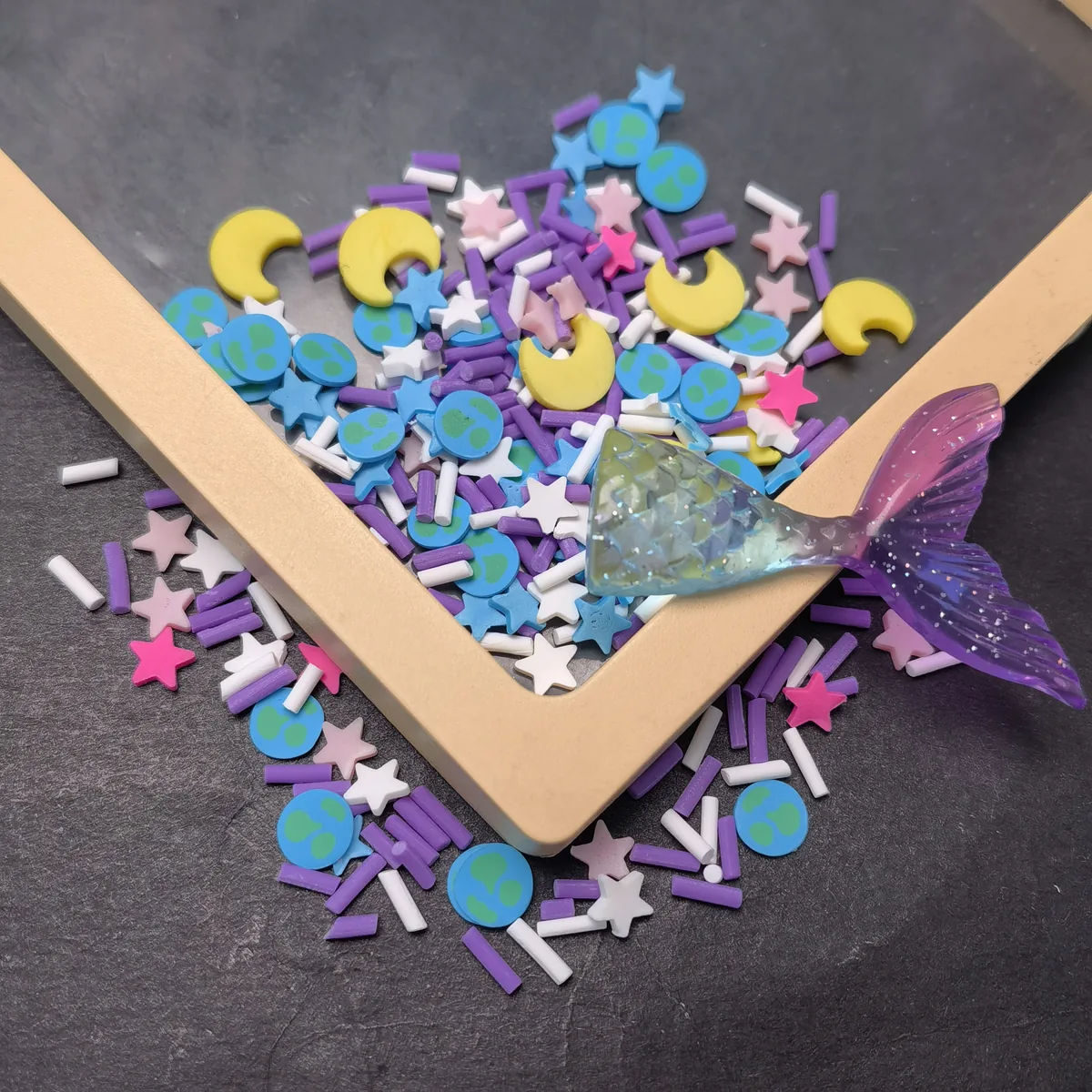 SLM10093 500g Mixed Moon Star Polymer Clay Slices