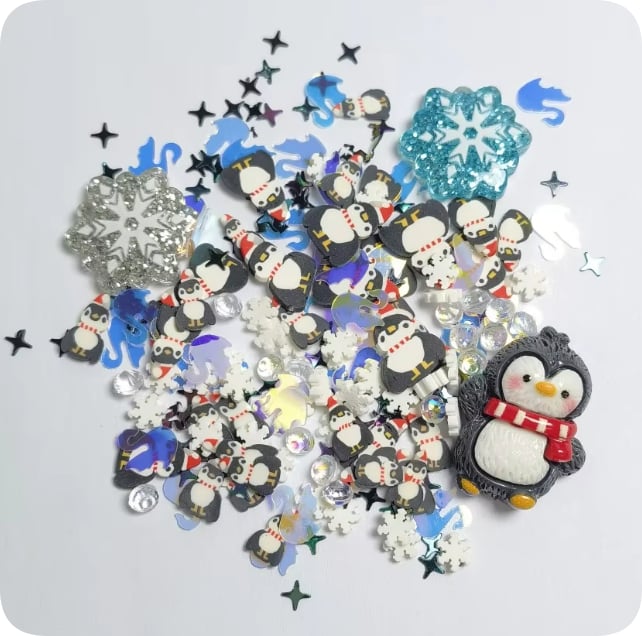 SLM2054 Penguin Winter Clay Decoration Mix