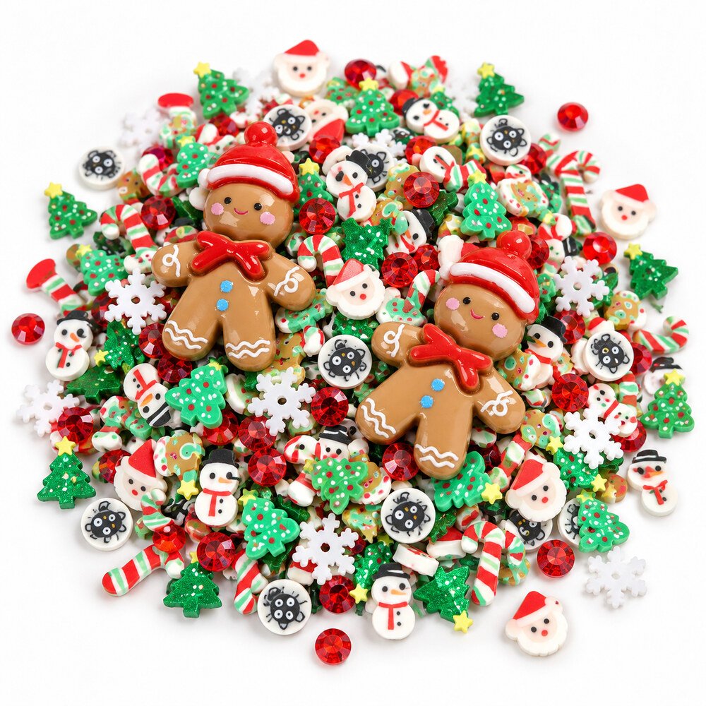 SLM26529 Wholesale Christmas Slime Filler Mix with Polymer Clay Sprinkles and Resin Gingerbread Charms main product image