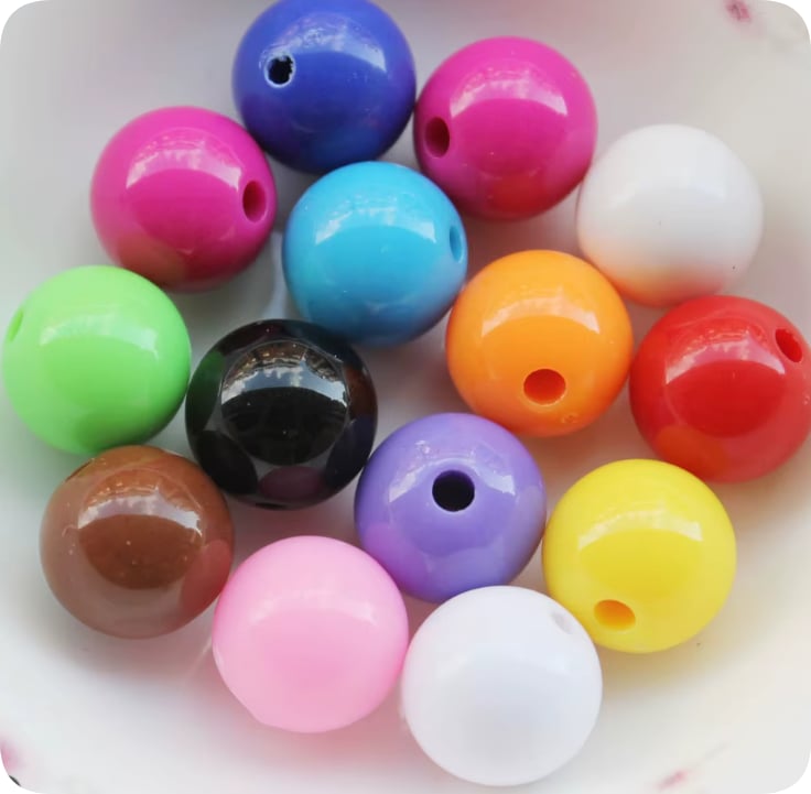 YA001 Multicolor Solid Color 6 mm 8 mm 10 mm 12 mm 14 mm 18 mm 20 mm Cream White Round Acrylic Beads for Jewelry Making