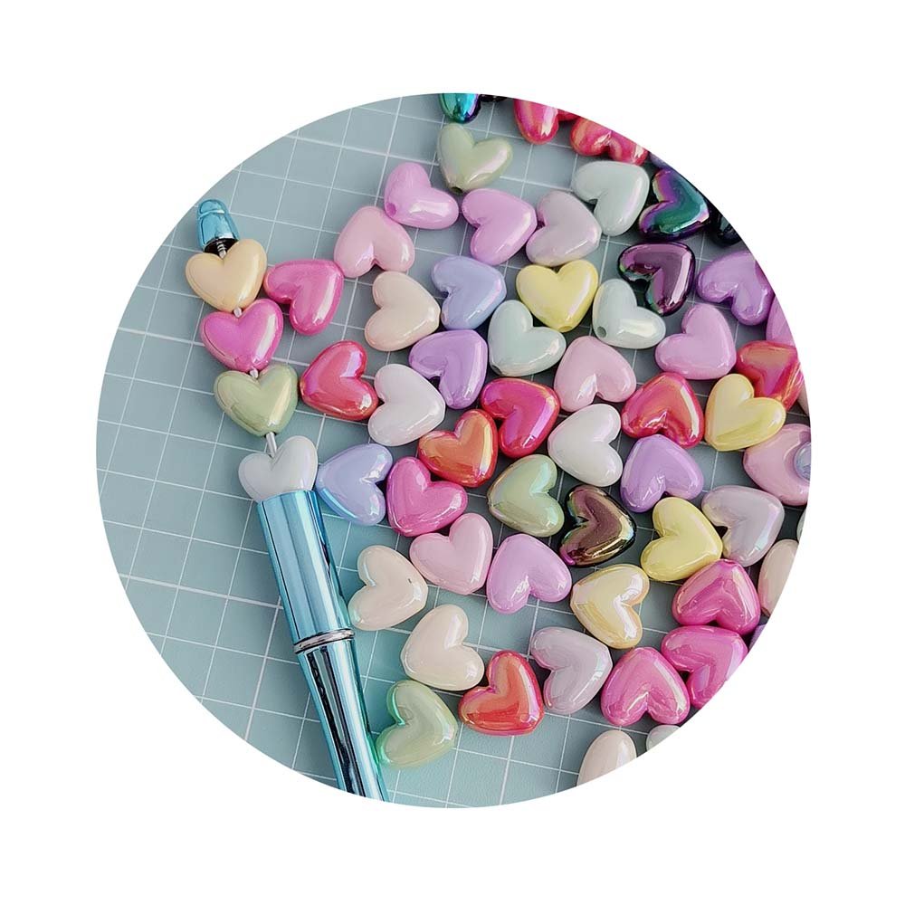 YA425 16 × 18mm AB Heart Acrylic Beads with