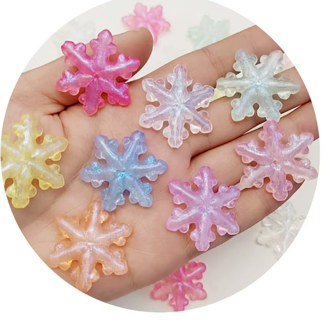 YA802 Luminous Acrylic Snowflake Flatback Cabochons