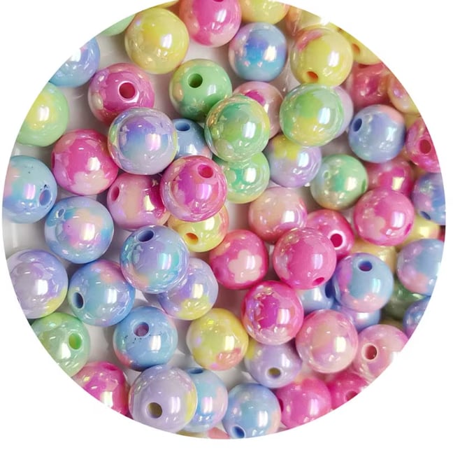 YA855 14mm AB Heart Pattern Acrylic Round Beads