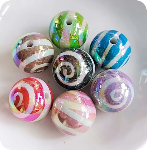 YA893 15mm AB Swirl Round Acrylic Beads