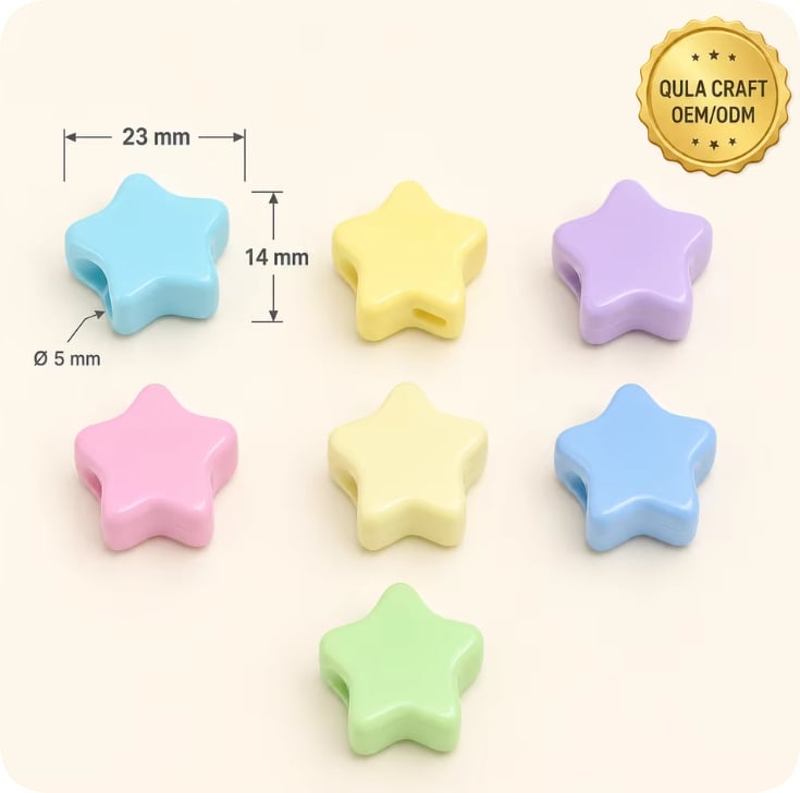 YH083 Large Hole Star Acrylic Beads