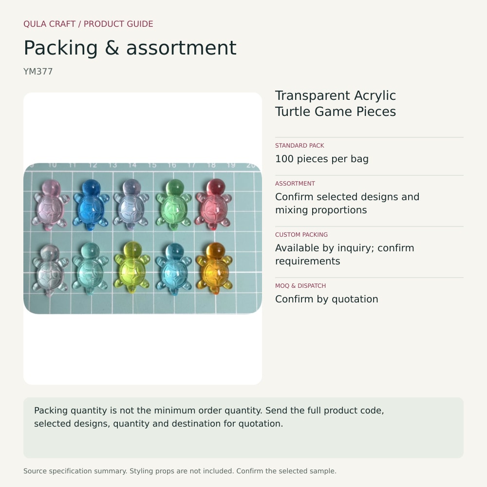 YM377 packing and assortment guide