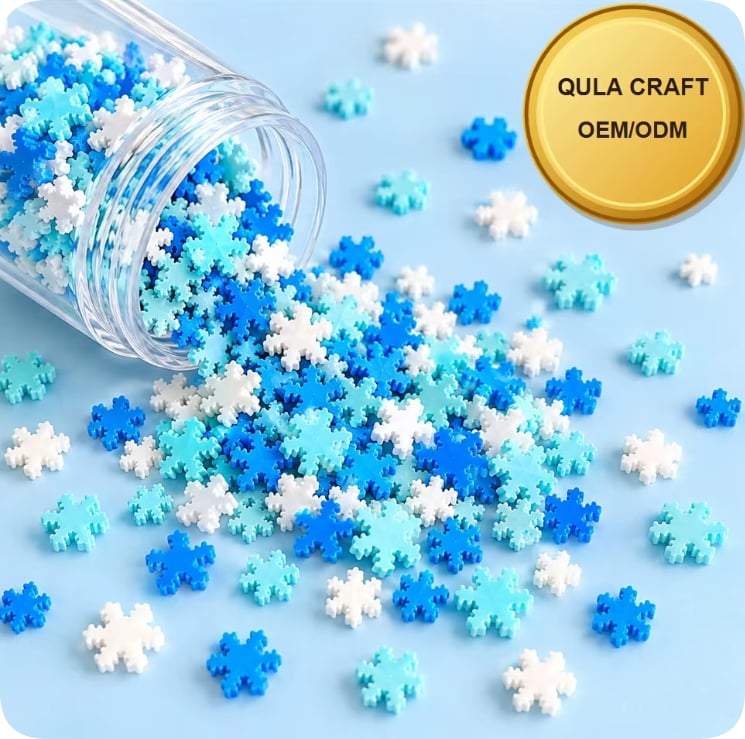 YX037 Blue Snowflake Polymer Clay Slices