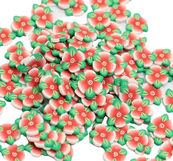 YX126 Red Blossom Polymer Clay Slices