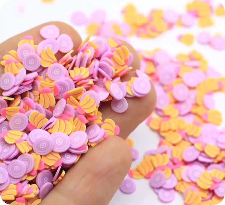 YX160 Banana and Pink Swirl Polymer Clay Slices