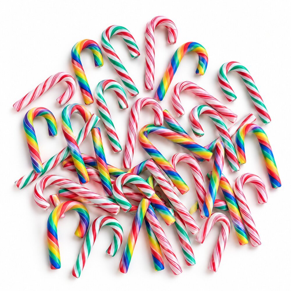 YX163 Wholesale 3D Striped Polymer Clay Candy Canes for Christmas Miniatures and Party Crafts main product image