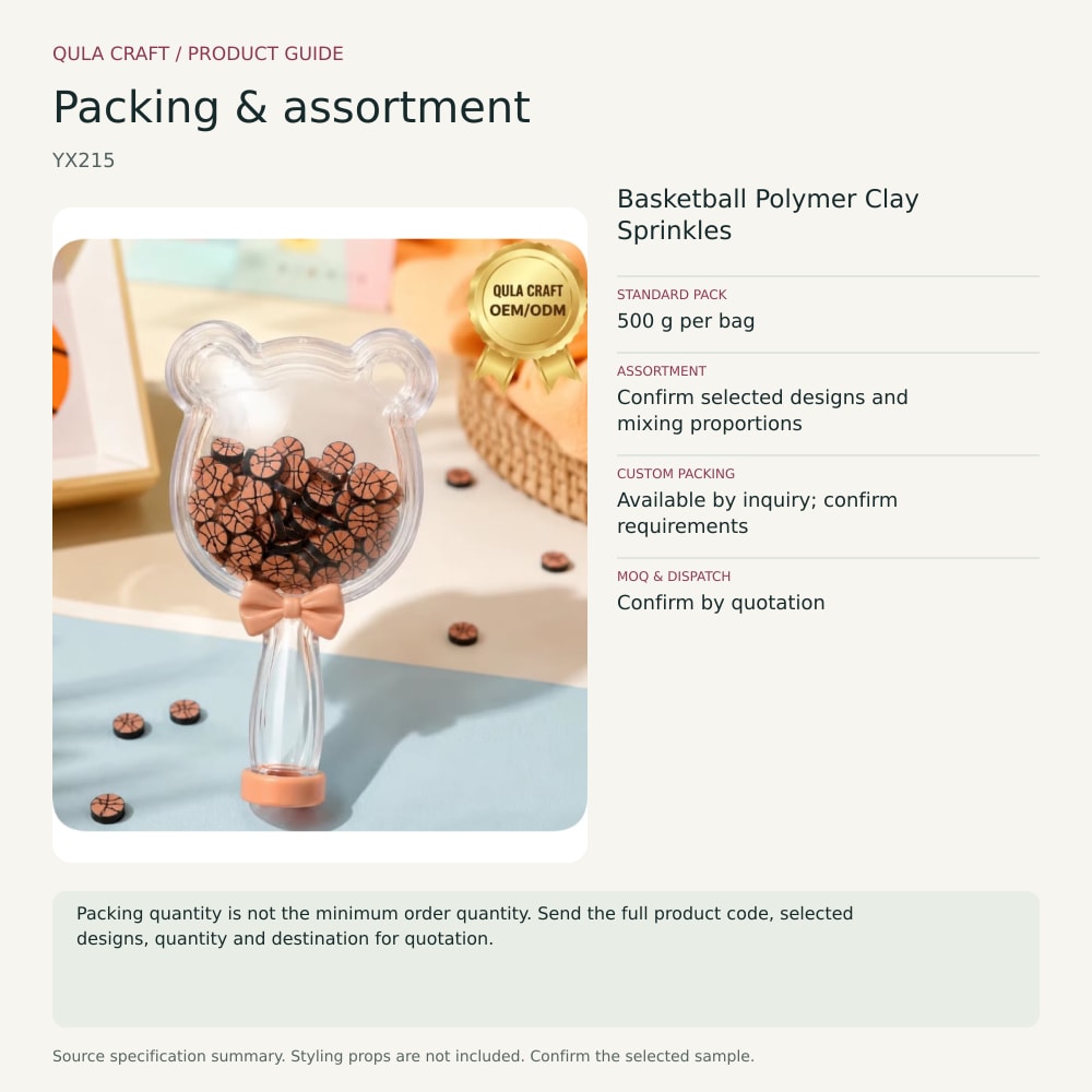 YX215 packing and assortment guide