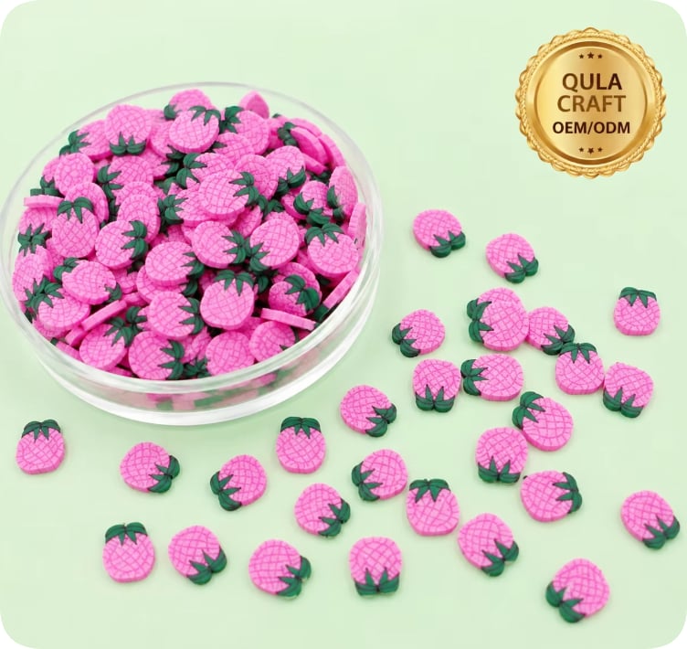 YX221 Pink Pineapple Polymer Clay Sprinkles