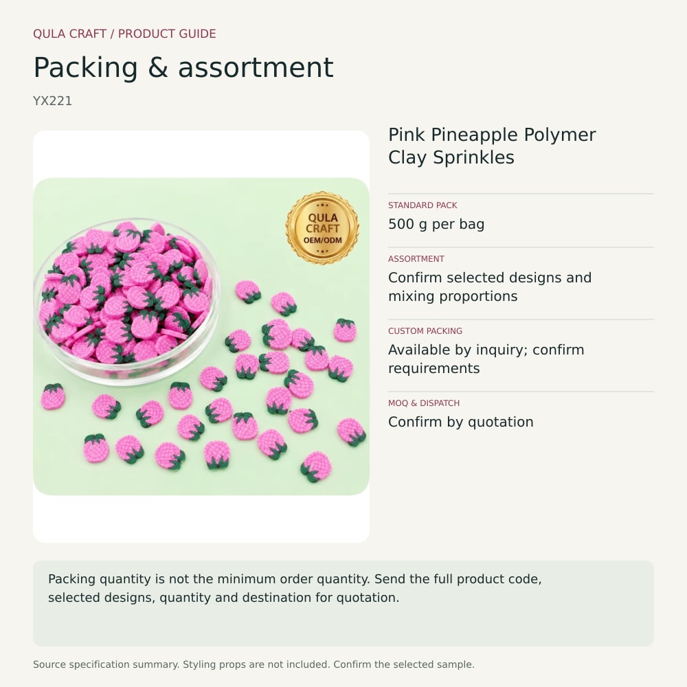YX221 packing and assortment guide