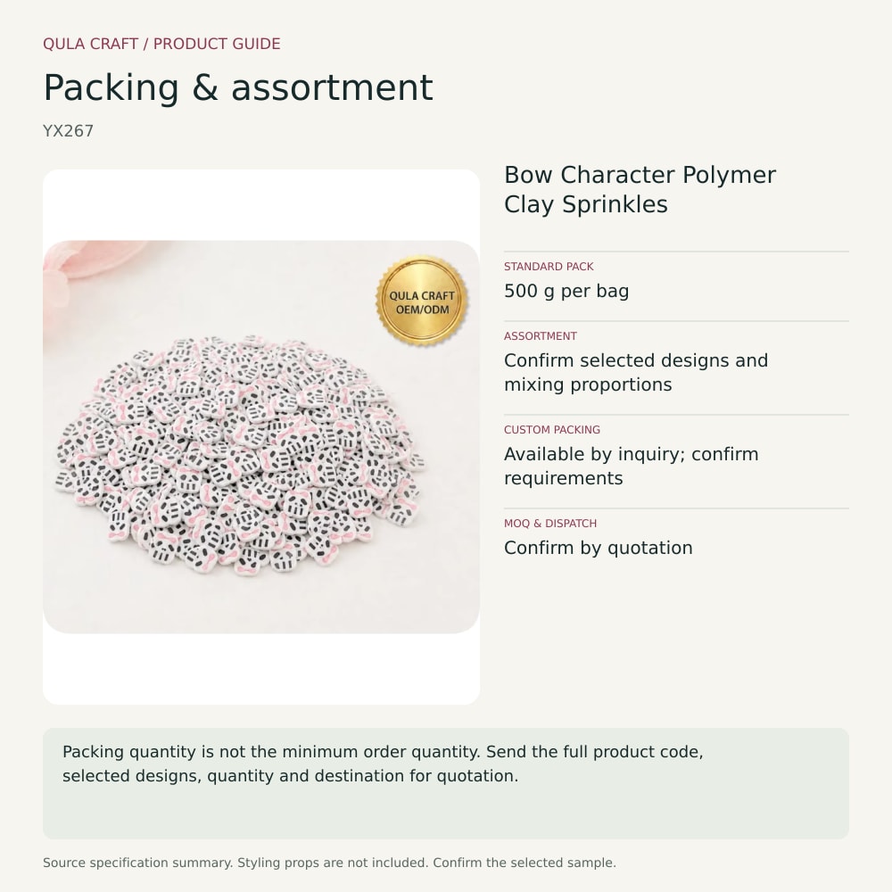 YX267 packing and assortment guide