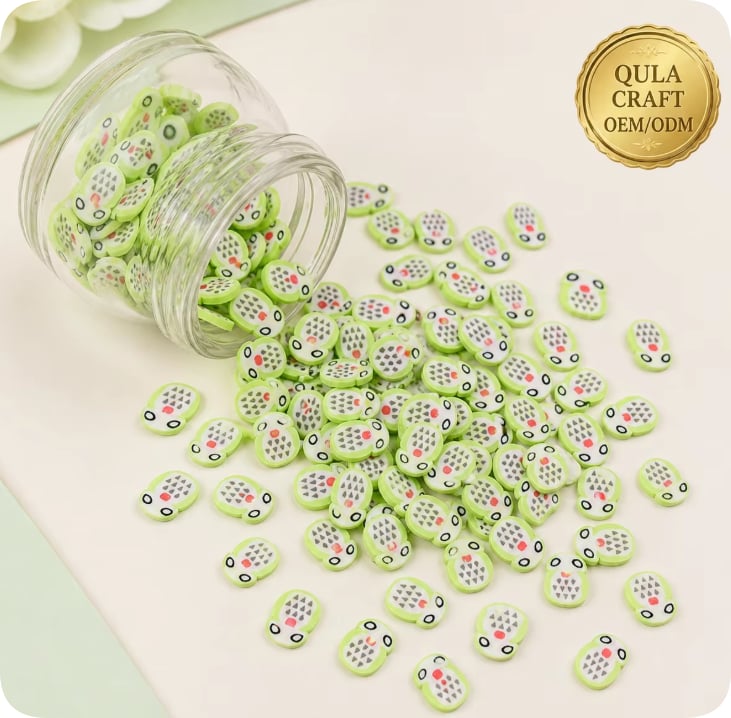YX270 Green Oval Pattern Polymer Clay