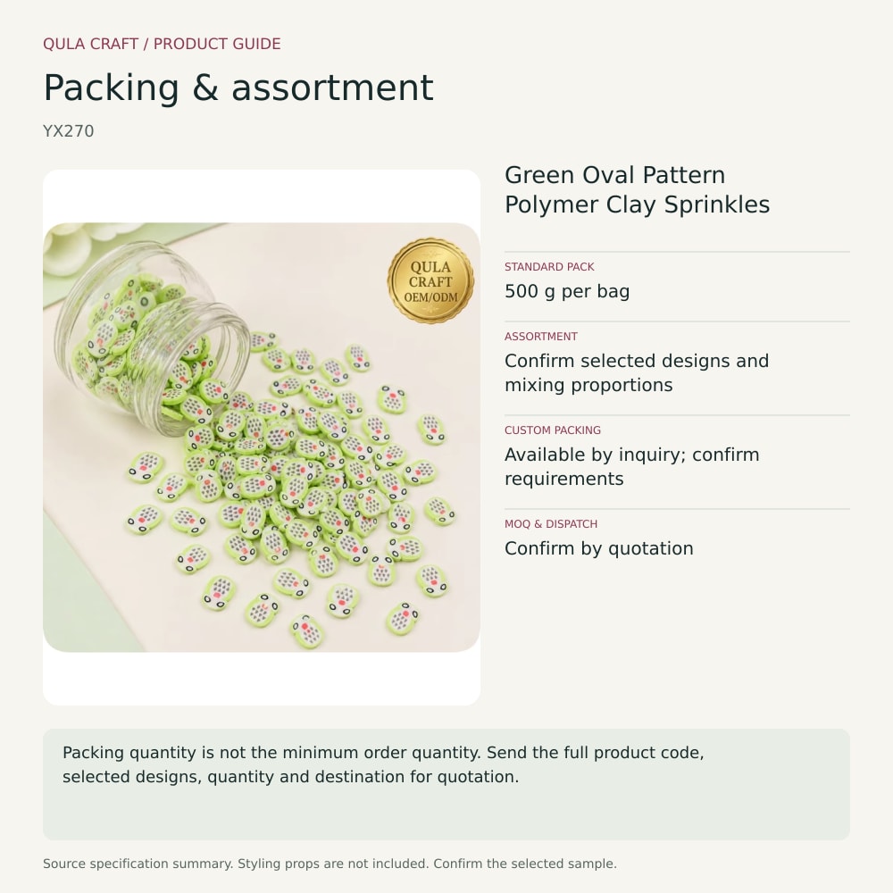 YX270 packing and assortment guide