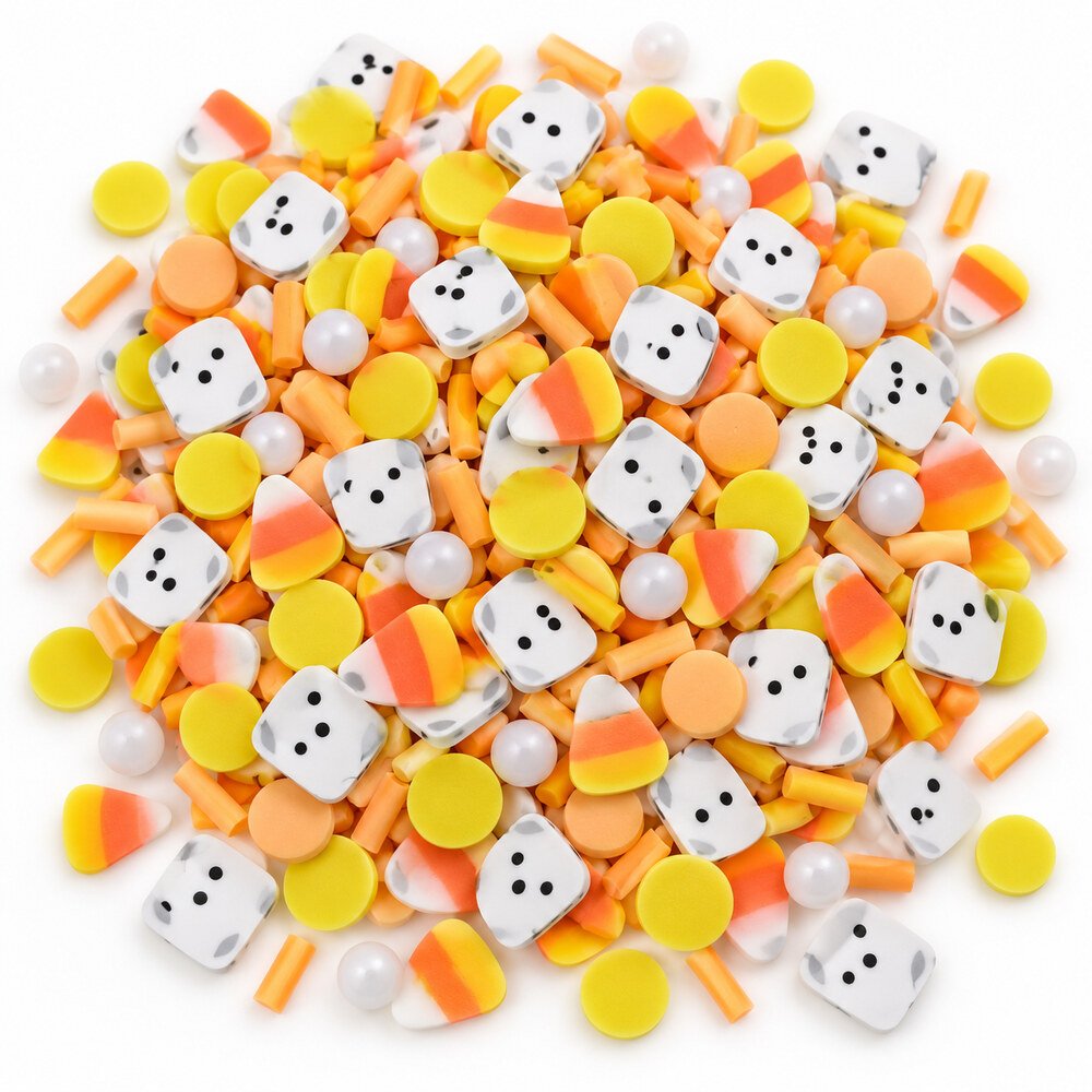 YX3318 Wholesale 500 g Candy Corn Polymer Clay Sprinkles – Yellow, Orange and White Halloween Mix main product image