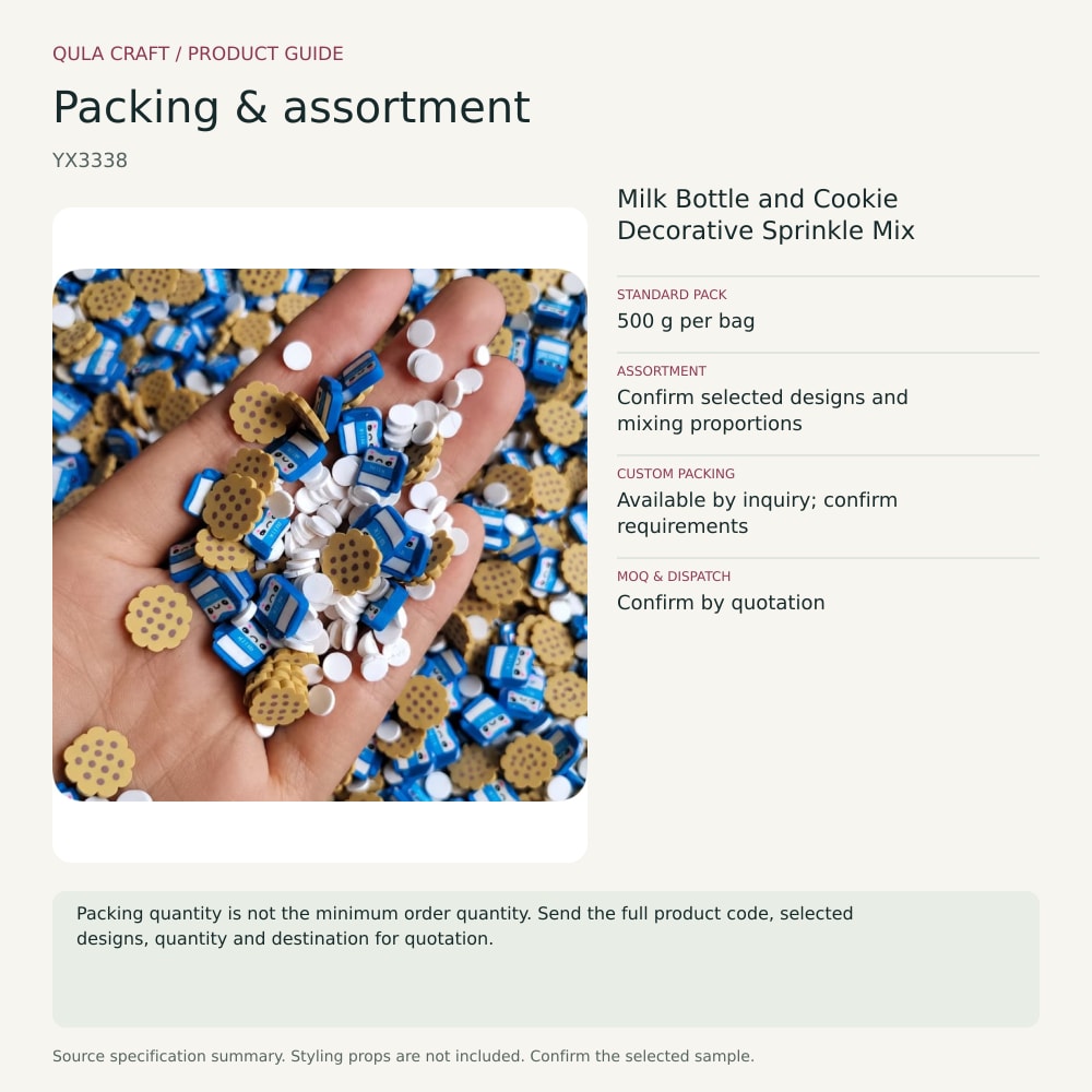 YX3338 packing and assortment guide