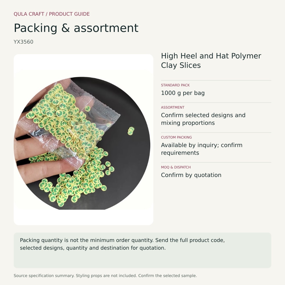YX3560 packing and assortment guide