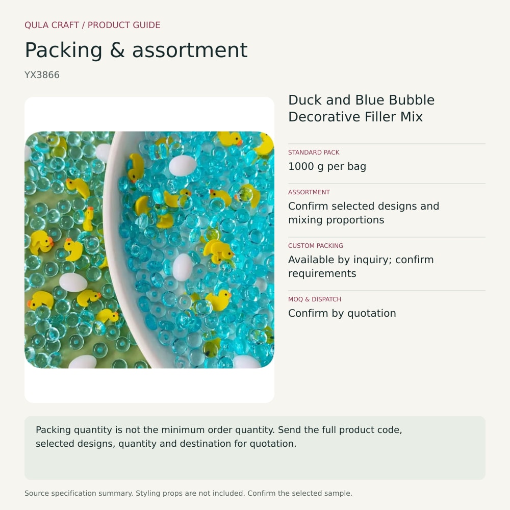YX3866 packing and assortment guide