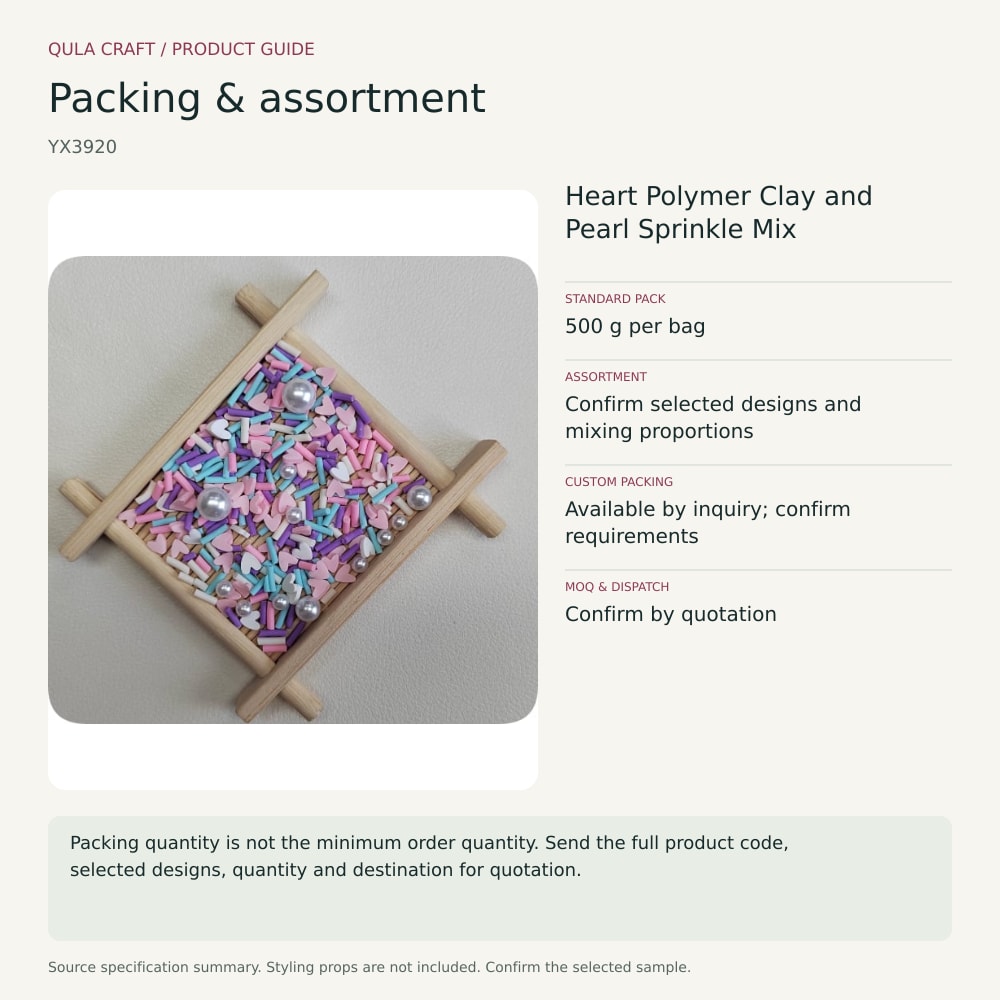 YX3920 packing and assortment guide