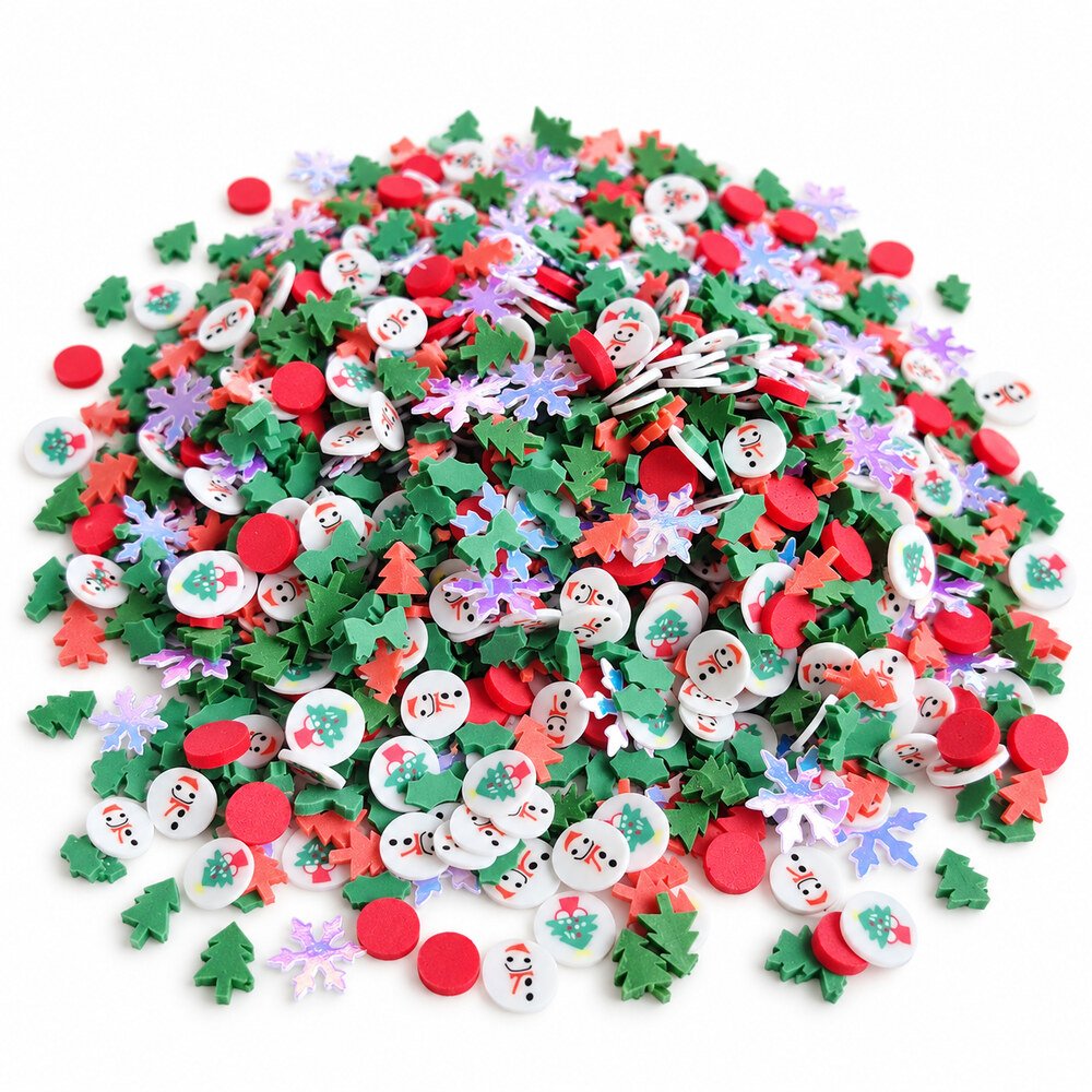 YX4012 Wholesale Red and Green Christmas Polymer Clay Sprinkle Mix for Slime and Snow-Globe Tumblers main product image