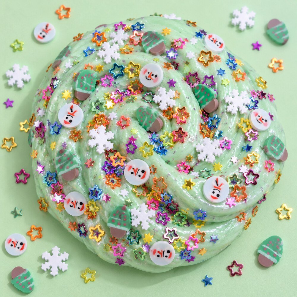 YX4102 Wholesale Christmas Clay Slice Mix with Snowflakes, Stars and Glitter for Slime and Resin Crafts application scene