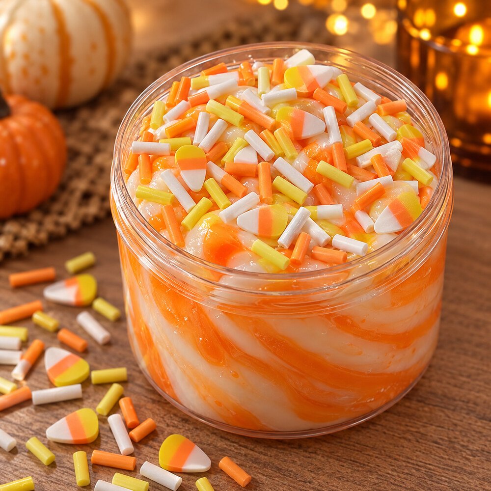 YX421 Wholesale Candy Corn Polymer Clay Slices for Halloween Slime, Nail Art and DIY Craft Sprinkles application scene