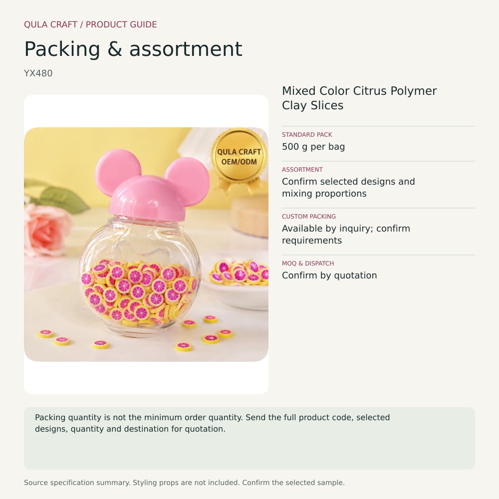 YX480 packing and assortment guide