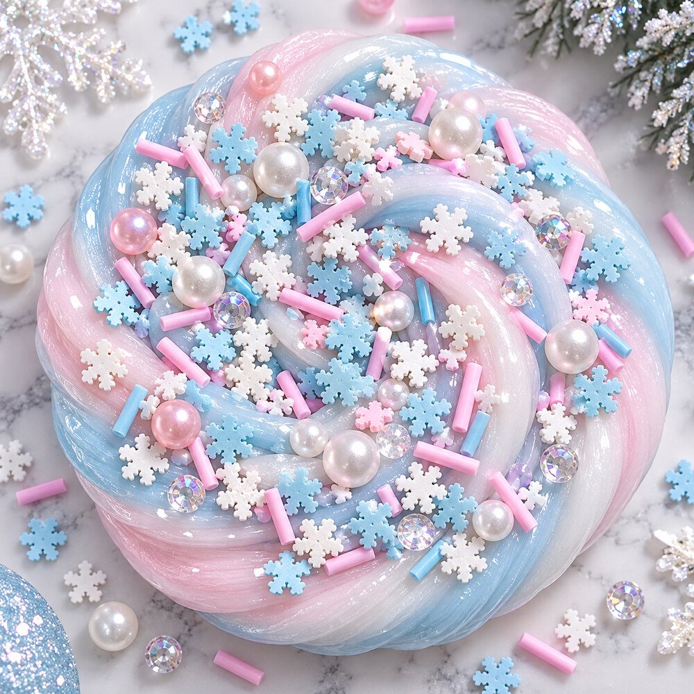 YX660 Wholesale Blue, Pink and White Snowflake Clay Sprinkle Mix with Pearls for Winter Crafts application scene