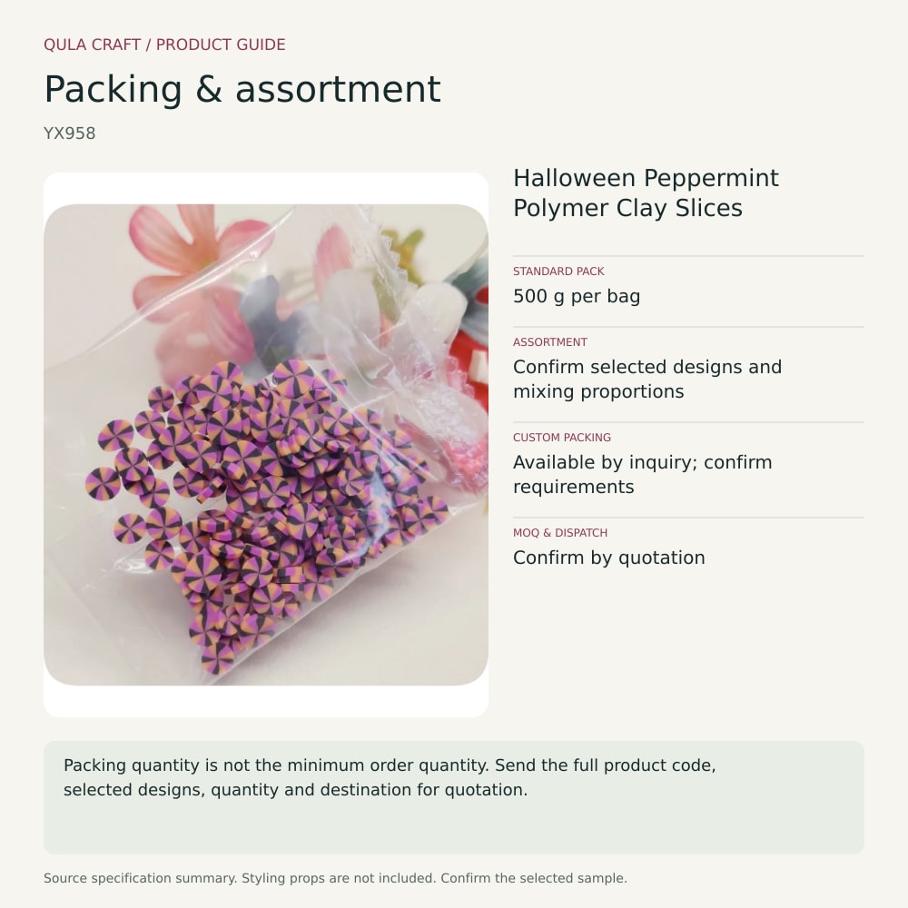 YX958 packing and assortment guide